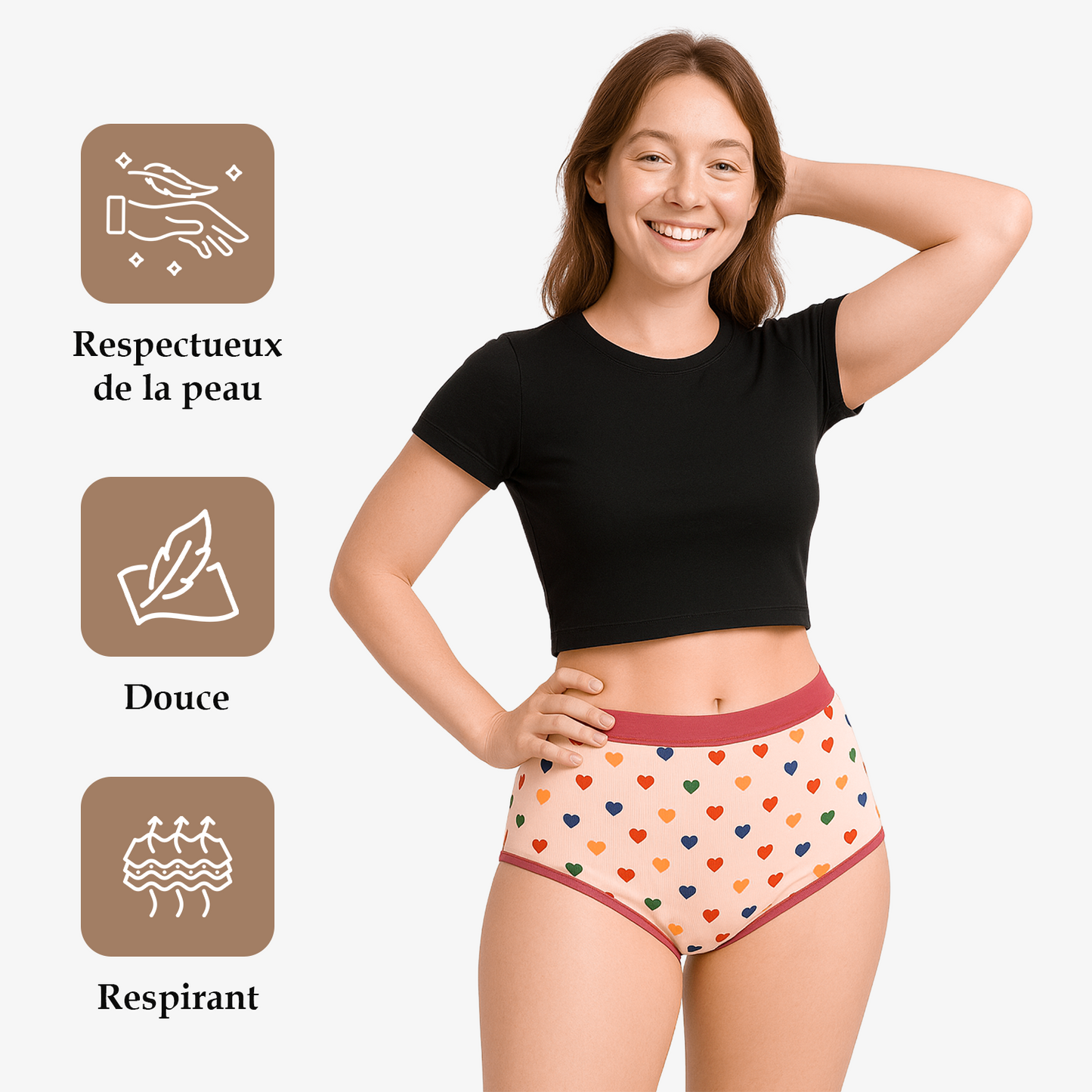 🌸 Viva Flow – La culotte menstruelle taille haute pour ados, douce et rassurante