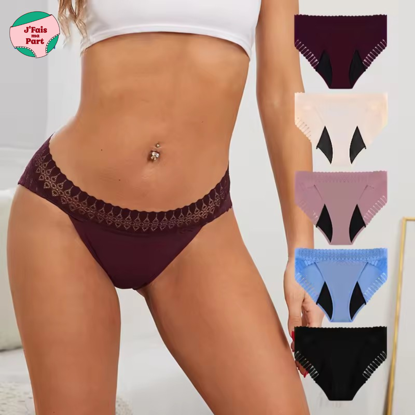 Aura Charm - Votre Culotte Menstruelle Élégante en fibres de bambou 🍷🍷🍷